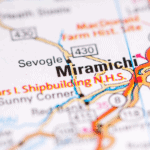 Miramichi on a map of New Brunswick