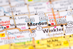 Morden-Winkler Manitoba pin on a map