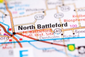 North Battleford. Canada on a map.