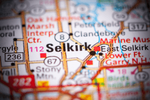 Selkirk on a map of Manitoba