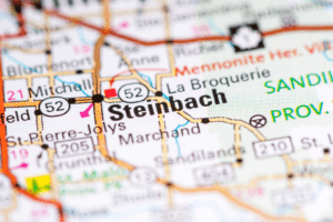 Steinbach location on a map of Manitoba